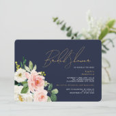 Hübsches Blush Navy-Brautparty Einladung (Stehend Vorderseite)