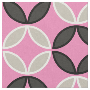 Hübsches Blütenmuster in Rosa, Schwarz und Weiß Stoff