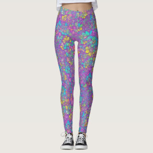 Hübsches Bohemian Farbige Wildblumen Blumenmuster Leggings