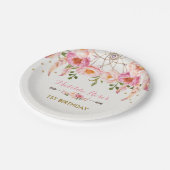 Hübsches Bohemisches BlumenDreamcatcher/Rosa u. Pappteller (Schrägansicht)