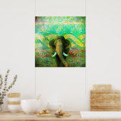 Hübsches Bohemisches Elephant Turquoise Tribal Mus Poster (Küche)