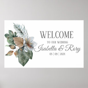 Hübsches Boho-Blumenstrauß-Hochzeitsposter Poster