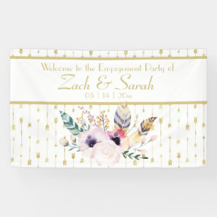 Hübsches Boho-Blumenstrauß-Verlobungsfeier-Banner Banner