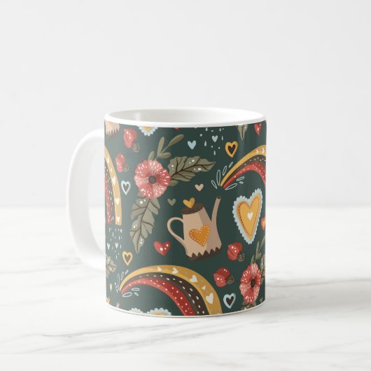Hübsches Boho Floral Spring Garden Muster Kaffeetasse (Vorderseite Links)