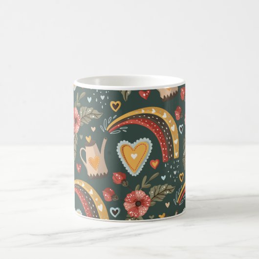 Hübsches Boho Floral Spring Garden Muster Kaffeetasse (Mittel)