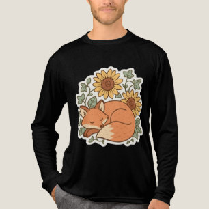 Hübsches Boho-Fuchs-Sonnenblumen-Langarm-T-Shirt Tri-Blend Shirt
