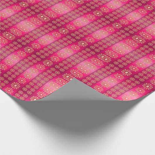 Hübsches Boho Pink-Muster Geschenkpapier (Ecke)