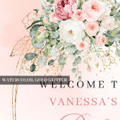 Hübsches Boho-Rosa-Rosen-Babyshower-Willkommenssch Poster