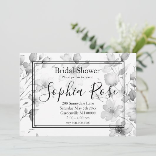 Hübsches Boho Wildblumen Brautparty Einladung (Stehend Vorderseite)