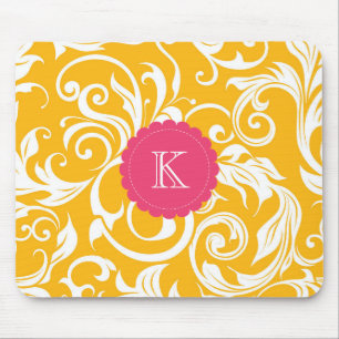 Hübsches Boss-Monogramm-Blumen-Wallpaper Orange Pi Mousepad