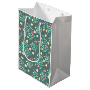 Hübsches botanisches Blätter- und Beeren-Blau-Must Mittlere Geschenktüte