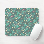 Hübsches botanisches Blätter- und Beeren-Blau-Must Mousepad (Mit Mouse)