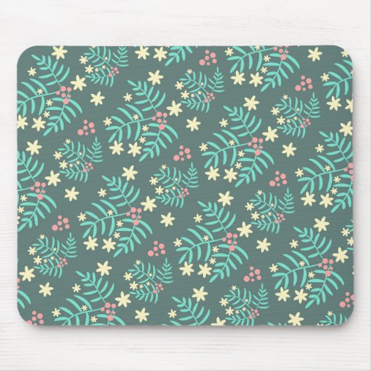 Hübsches botanisches Blätter- und Beeren-Blau-Must Mousepad (Vorne)