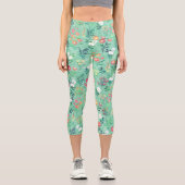 Hübsches botanisches Blumenmuster Capri Leggings (Vorderseite)