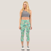 Hübsches botanisches Blumenmuster Capri Leggings (Vorderseite)