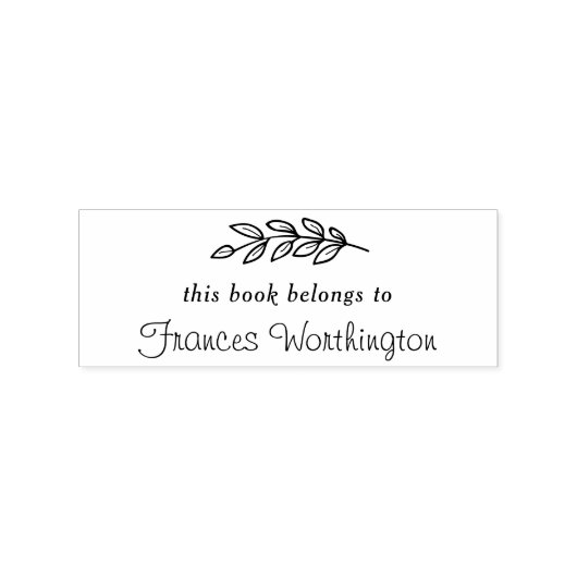 Hübsches botanisches "Dieses Buch gehört zu" Custo Gummistempel (Prägung)