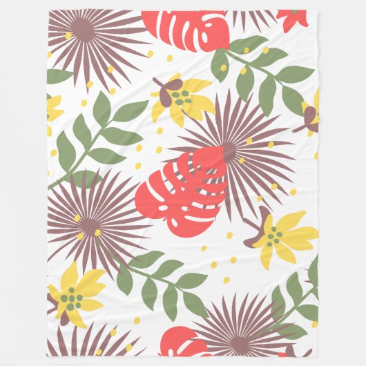 Hübsches botanisches Farbmuster Blumengrün Fleecedecke (Vorderseite)