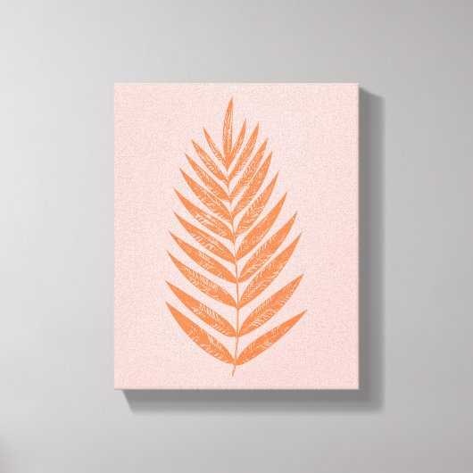 Hübsches botanisches Fern Palm Leaf Pastel Pink Or Leinwanddruck (Vorderseite)