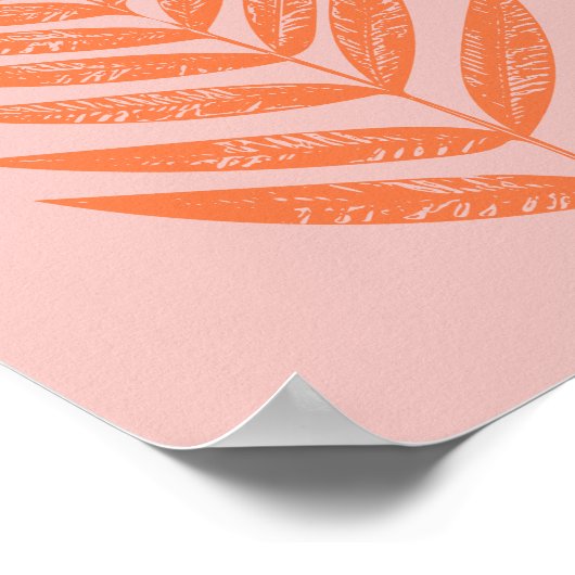 Hübsches botanisches Fern Palm Leaf Pastel Pink Or Poster (Ecke)