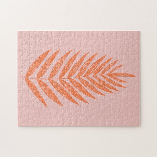 Hübsches botanisches Fern Palm Leaf Pastel Pink Or Puzzle (Horizontal)