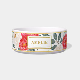 Hübsches botanisches modernes Katzen-Hundemit Napf