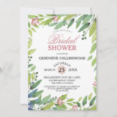 Hübsches botanisches Rosa-Brautparty Einladung (Vorderseite)