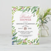 Hübsches botanisches Rosa-Brautparty Einladung (Stehend Vorderseite)