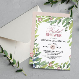 Hübsches botanisches Rosa-Brautparty Einladung