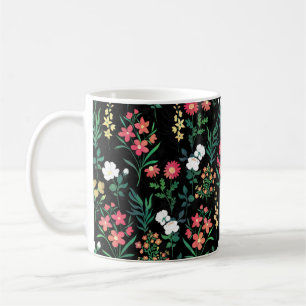 Hübsches botanisches Schwarzes Muster Kaffeetasse