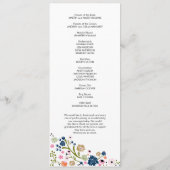 Hübsches Bouquet Floral Wedding Program | Dunkelbl Programm (Rückseite)