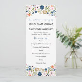 Hübsches Bouquet Floral Wedding Program | Dunkelbl Programm (Stehend Vorderseite)