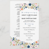 Hübsches Bouquet Floral Wedding Program | Dunkelbl Programm (Vorne/Hinten)