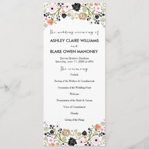Hübsches Bouquet Floral Wedding Program Schwarz Programm