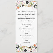 Hübsches Bouquet Floral Wedding Program | Schwarz Programm (Vorderseite)
