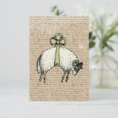 Hübsches Bow Sheep ~ Einladungen (Stehend Vorderseite)