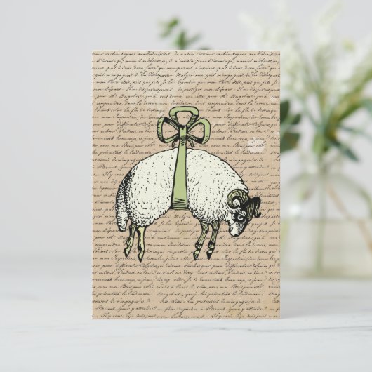 Hübsches Bow Sheep ~ Einladungen (Stehend Vorderseite)