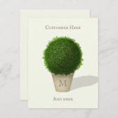 Hübsches Boxwood Topiary Mit Monogramm und Persona Mitteilungskarte (Vorne/Hinten)