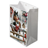 Hübsches Braun und Weiß Pferd Rustikaler Bauernhof Mittlere Geschenktüte (Vorderseite Schrägansicht)