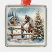 Hübsches Braun- und Weißpferd Weihnachten Ornament Aus Metall (Vorne)