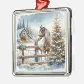 Hübsches Braun- und Weißpferd Weihnachten Ornament Aus Metall (Links)