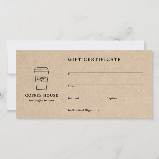 Hübsches braunes Kaffeegeschäft Geschenkgutschein (Vorderseite)