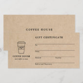 Hübsches braunes Kaffeegeschäft Geschenkgutschein (Vorne/Hinten)