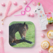 Hübsches braunes Pferd im Gras Pappteller (Party)