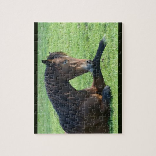 Hübsches braunes Pferd im Gras Puzzle (Vertikal)