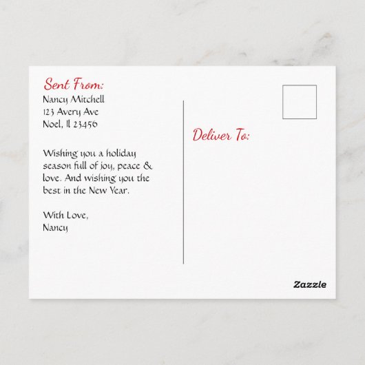 Hübsches braunes Pferd mit Bow und Weihnachten im  Postkarte (Rückseite)