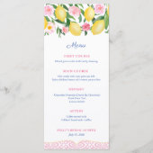 Hübsches Brautparty aus Rosa und Weiß Menükarte (Vorderseite)