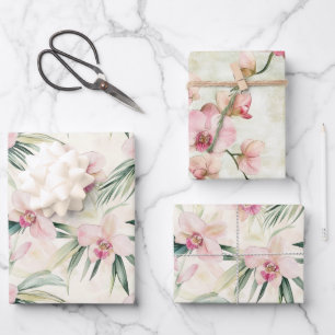 Hübsches Brautparty für tropische Orchideen-Blume Geschenkpapier Set