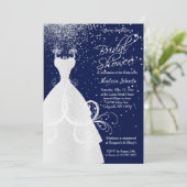 Hübsches Brautparty in Navy Blue Einladung (Stehend Vorderseite)