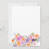 Hübsches Brautparty lila orangefarbener Blumenschr Einladung (Rückseite)