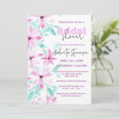 Hübsches Brautparty von weichrosa Blume Einladung (Stehend Vorderseite)